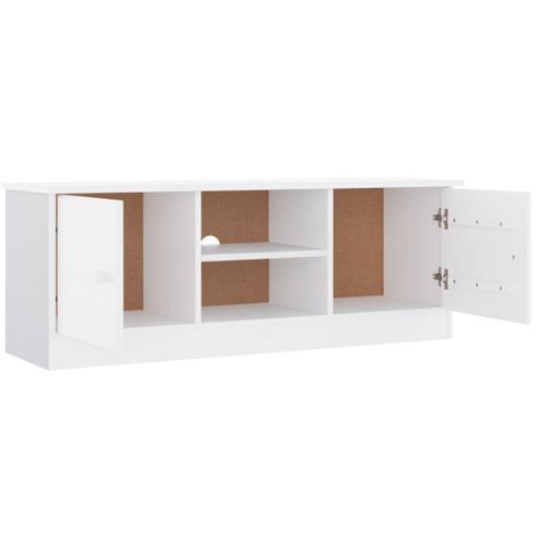 Meuble TV ALTA blanc 112x35x41 cm bois massif de pin - Photo n°3; ?>