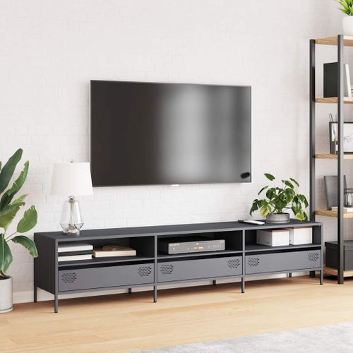 Meuble TV anthracite 202x39x43,5 cm acier laminé à froid - Photo n°3; ?>