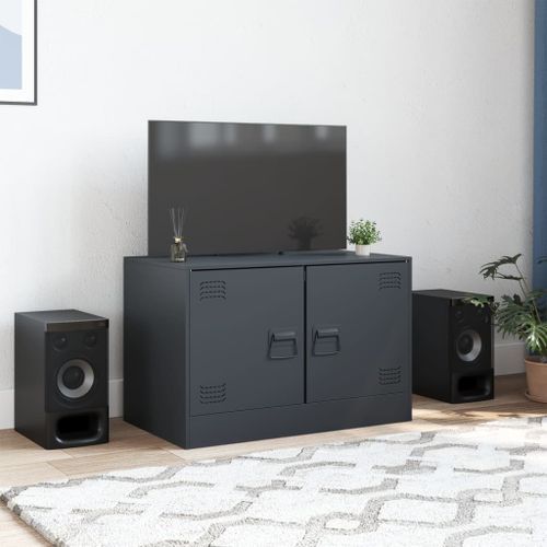 Meuble TV anthracite 67x39x44 cm acier - Photo n°3; ?>