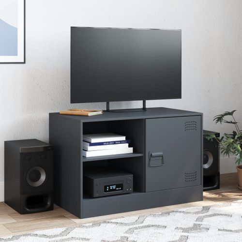 Meuble TV anthracite 67x39x44 cm acier - Photo n°3; ?>