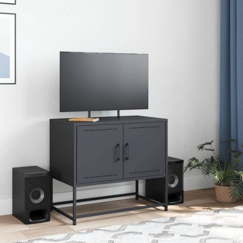 Meuble TV anthracite 68,5x39x60,5 cm acier - Photo n°3; ?>