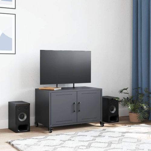 Meuble TV anthracite 68x39x43,5 cm acier laminé à froid - Photo n°3; ?>