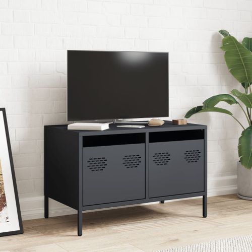 Meuble TV anthracite 68x39x43,5 cm acier laminé à froid - Photo n°3; ?>