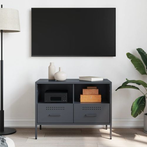 Meuble TV anthracite 68x39x50,5 cm acier laminé à froid - Photo n°3; ?>