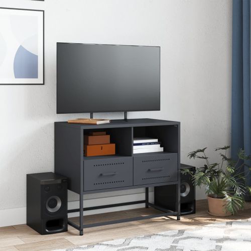 Meuble TV anthracite 68x39x60,5 cm acier - Photo n°3; ?>