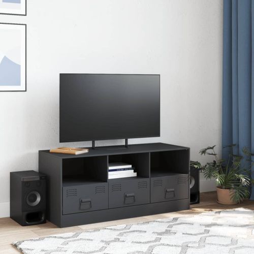 Meuble TV anthracite 99x39x44 cm acier - Photo n°3; ?>