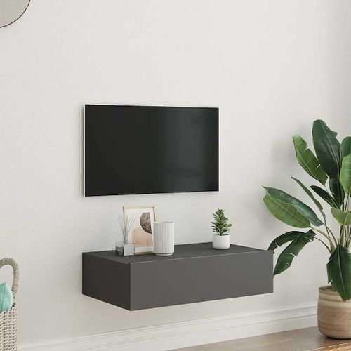 Meuble TV avec éclairage LED gris 60x35x15,5 cm - Photo n°3; ?>