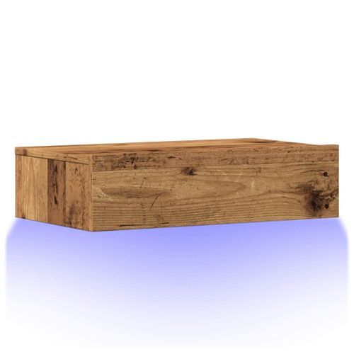 Meuble TV avec éclairage LED vieux bois 60x35x15,5 cm - Photo n°3; ?>