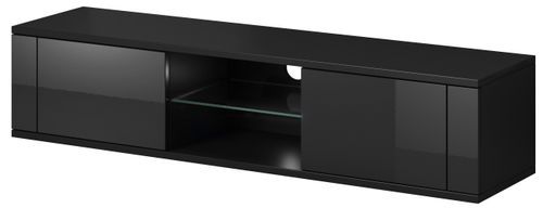 Meuble TV avec Led 2 portes noir mat et noir brillant Kozira 140 cm - Photo n°2; ?>