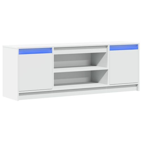 Meuble TV avec LED blanc 139,5x34x50 cm bois d'ingénierie - Photo n°3; ?>