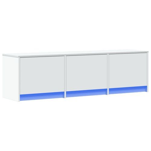 Meuble TV avec LED blanc 140x34x40 cm bois d'ingénierie - Photo n°3; ?>