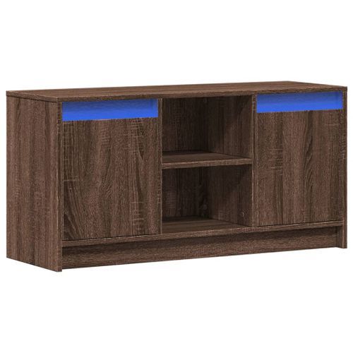 Meuble TV avec LED chêne marron 100x34x50 cm bois d'ingénierie - Photo n°3; ?>