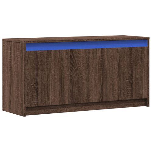 Meuble TV avec LED chêne marron 100x34x50 cm bois d'ingénierie - Photo n°3; ?>