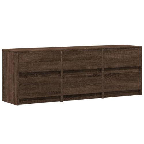 Meuble TV avec LED chêne marron 140x34x50 cm bois d'ingénierie - Photo n°3; ?>