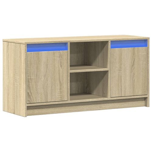 Meuble TV avec LED chêne sonoma 100x34x50 cm bois d'ingénierie - Photo n°3; ?>