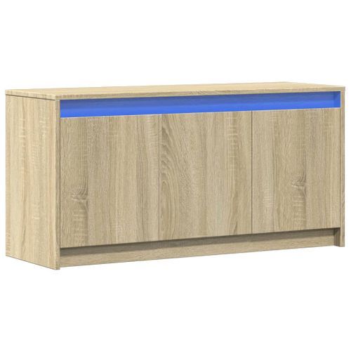 Meuble TV avec LED chêne sonoma 100x34x50 cm bois d'ingénierie - Photo n°3; ?>