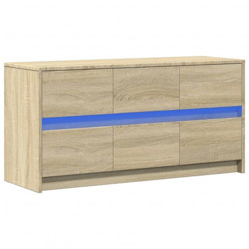 Meuble TV avec LED chêne sonoma 100x34x50 cm bois d'ingénierie - Photo n°3; ?>