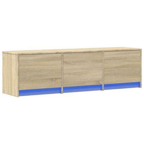 Meuble TV avec LED chêne sonoma 140x34x40 cm bois d'ingénierie - Photo n°3; ?>