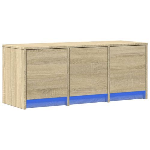 Meuble TV avec LED chêne sonoma 97x34x40 cm bois d'ingénierie - Photo n°3; ?>