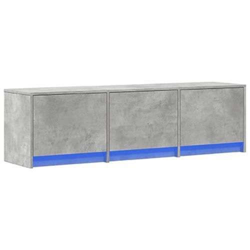 Meuble TV avec LED gris béton 140x34x40 cm bois d'ingénierie - Photo n°3; ?>