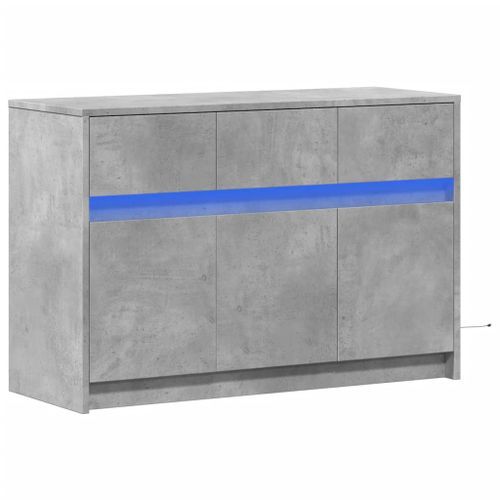 Meuble TV avec LED gris béton 91x34x61 cm bois d'ingénierie - Photo n°3; ?>