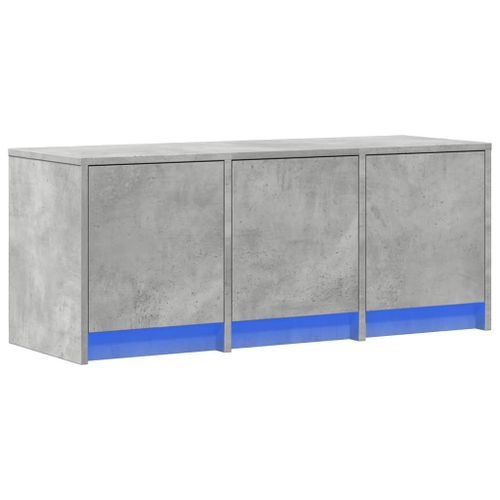 Meuble TV avec LED gris béton 97x34x40 cm bois d'ingénierie - Photo n°3; ?>