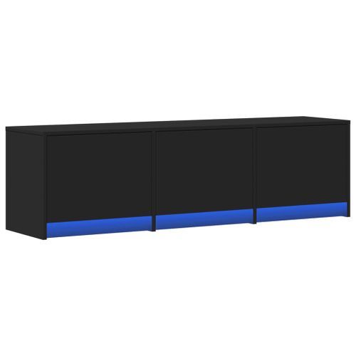 Meuble TV avec LED noir 140x34x40 cm bois d'ingénierie - Photo n°3; ?>