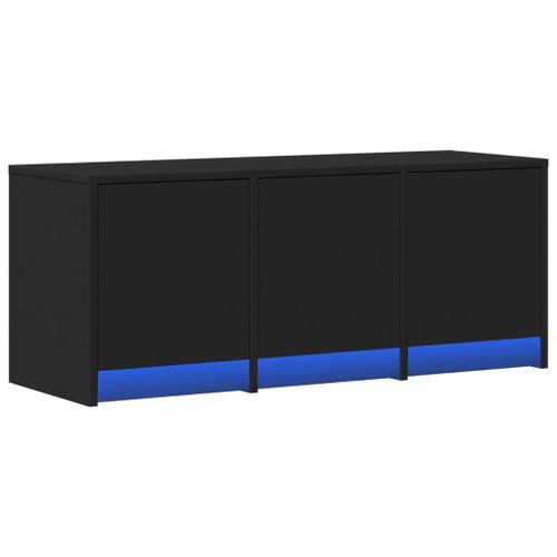 Meuble TV avec LED noir 97x34x40 cm bois d'ingénierie - Photo n°3; ?>