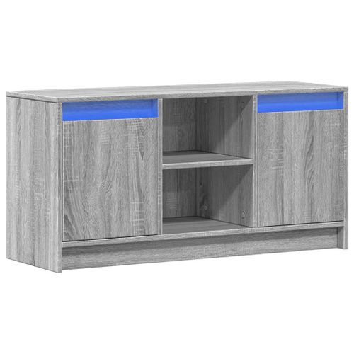 Meuble TV avec LED sonoma gris 100x34x50 cm bois d'ingénierie - Photo n°3; ?>