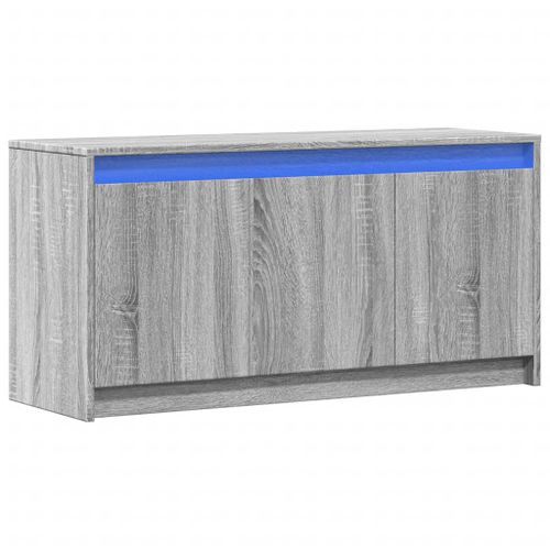 Meuble TV avec LED sonoma gris 100x34x50 cm bois d'ingénierie - Photo n°3; ?>