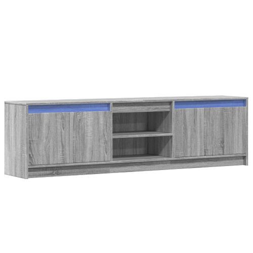 Meuble TV avec LED sonoma gris 180x34x50 cm bois d'ingénierie - Photo n°3; ?>