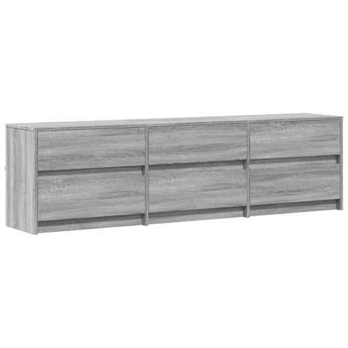 Meuble TV avec LED sonoma gris 180x34x50 cm bois d'ingénierie - Photo n°3; ?>