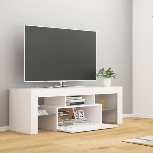 Meuble TV avec lumières LED Blanc 120x35x40 cm 3 - Photo n°3; ?>