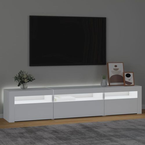 Meuble TV avec lumières LED Blanc 195x35x40 cm - Photo n°3; ?>