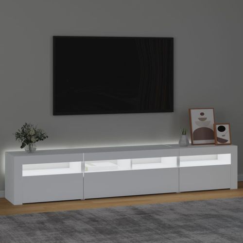 Meuble TV avec lumières LED Blanc 210x35x40 cm - Photo n°3; ?>