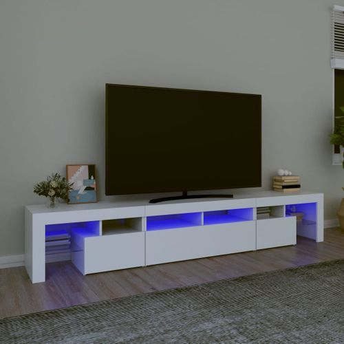 Meuble TV avec lumières LED Blanc 230x36,5x40 cm - Photo n°2; ?>