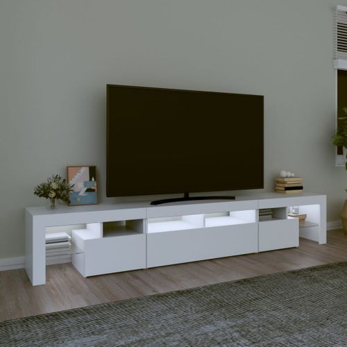 Meuble TV avec lumières LED Blanc 230x36,5x40 cm - Photo n°3; ?>