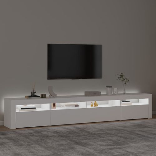 Meuble TV avec lumières LED Blanc 240x35x40 cm - Photo n°3; ?>