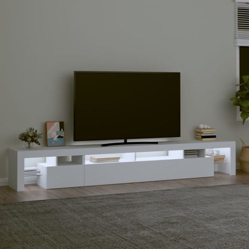 Meuble TV avec lumières LED Blanc 260x36,5x40 cm - Photo n°3; ?>