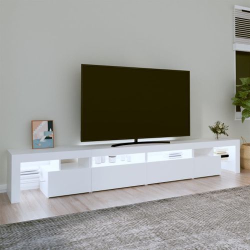 Meuble TV avec lumières LED Blanc 260x36,5x40 cm - Photo n°3; ?>