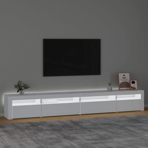 Meuble TV avec lumières LED Blanc 270x35x40 cm - Photo n°3; ?>