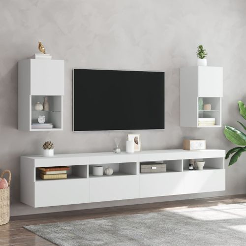 Meuble TV avec lumières LED blanc 30,5x30x60 cm - Photo n°3; ?>