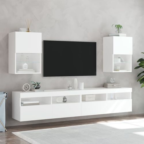 Meuble TV avec lumières LED blanc 40,5x30x60 cm - Photo n°3; ?>