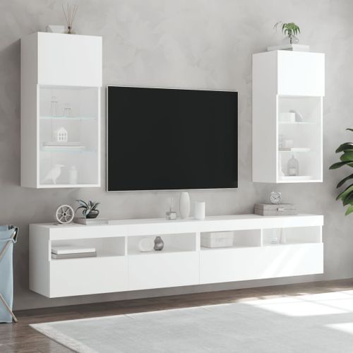 Meuble TV avec lumières LED blanc 40,5x30x90 cm - Photo n°3; ?>