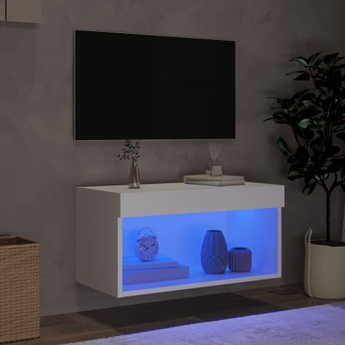 Meuble TV avec lumières LED blanc 60x30x30 cm - Photo n°3; ?>