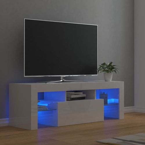 Meuble TV avec lumières LED Blanc brillant 120x35x40 cm 3 - Photo n°2; ?>