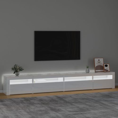 Meuble TV avec lumières LED Blanc brillant 270x35x40 cm - Photo n°3; ?>