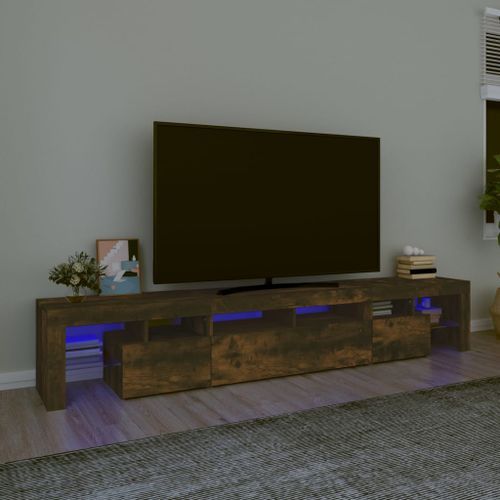 Meuble TV avec lumières LED Chêne fumé 230x36,5x40 cm - Photo n°2; ?>