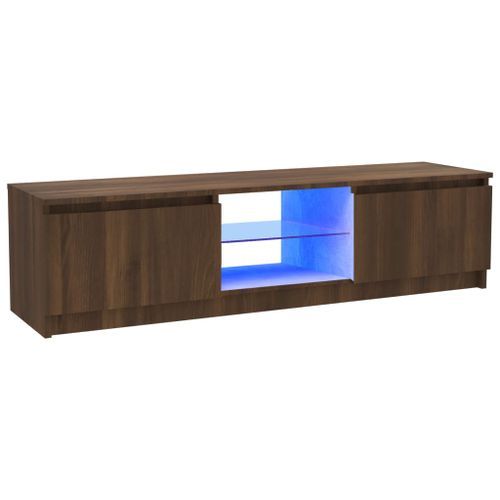 Meuble TV avec lumières LED chêne marron 120x30x35,5 cm - Photo n°2; ?>