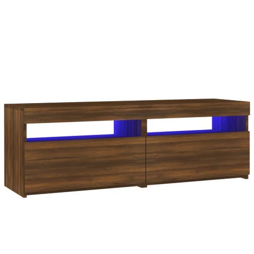 Meuble TV avec lumières LED chêne marron 120x35x40 cm - Photo n°2; ?>